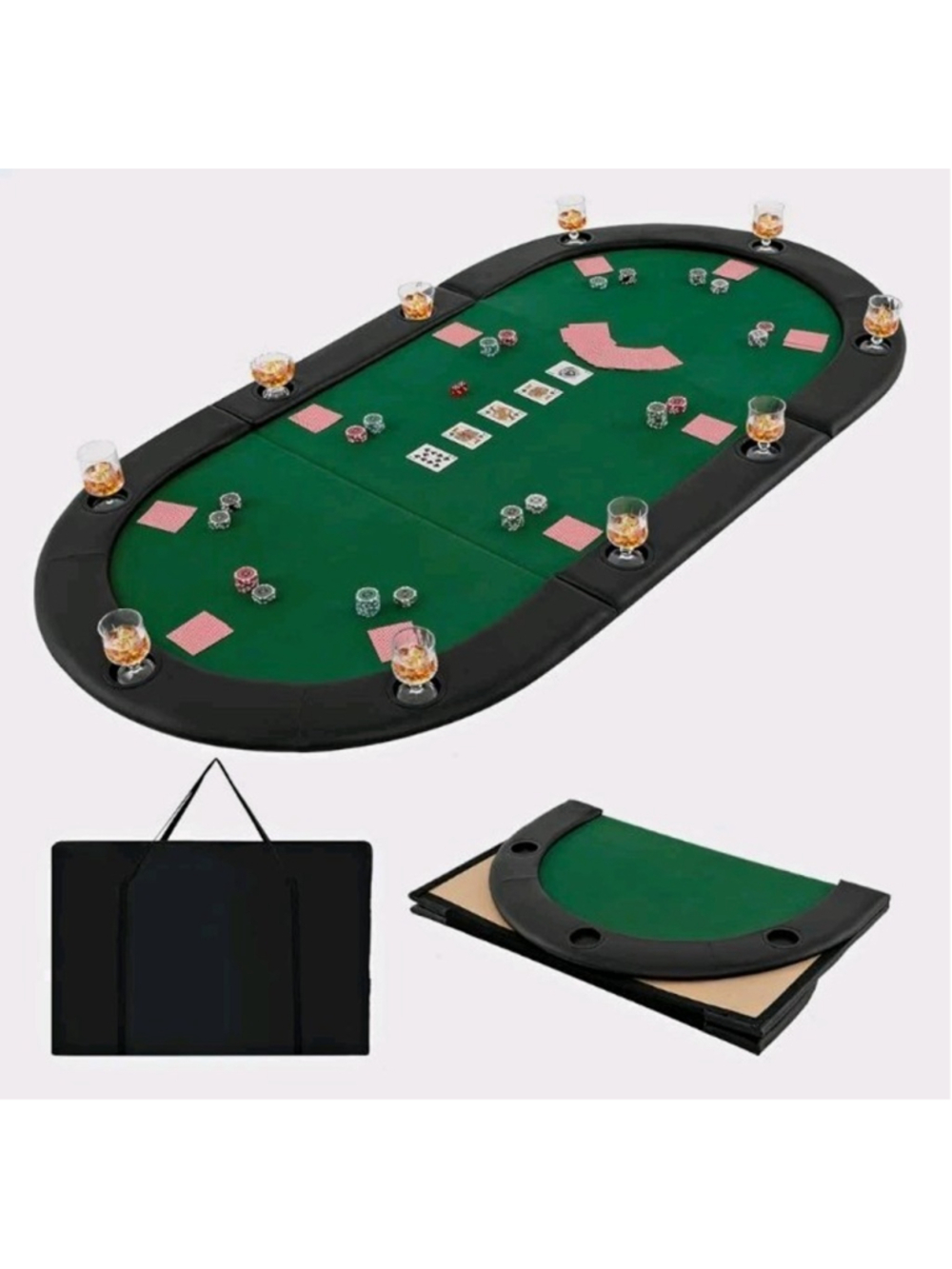 82" x 42" Folding Card Game Table Top – Green